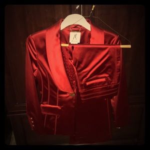 red satin suit womens
